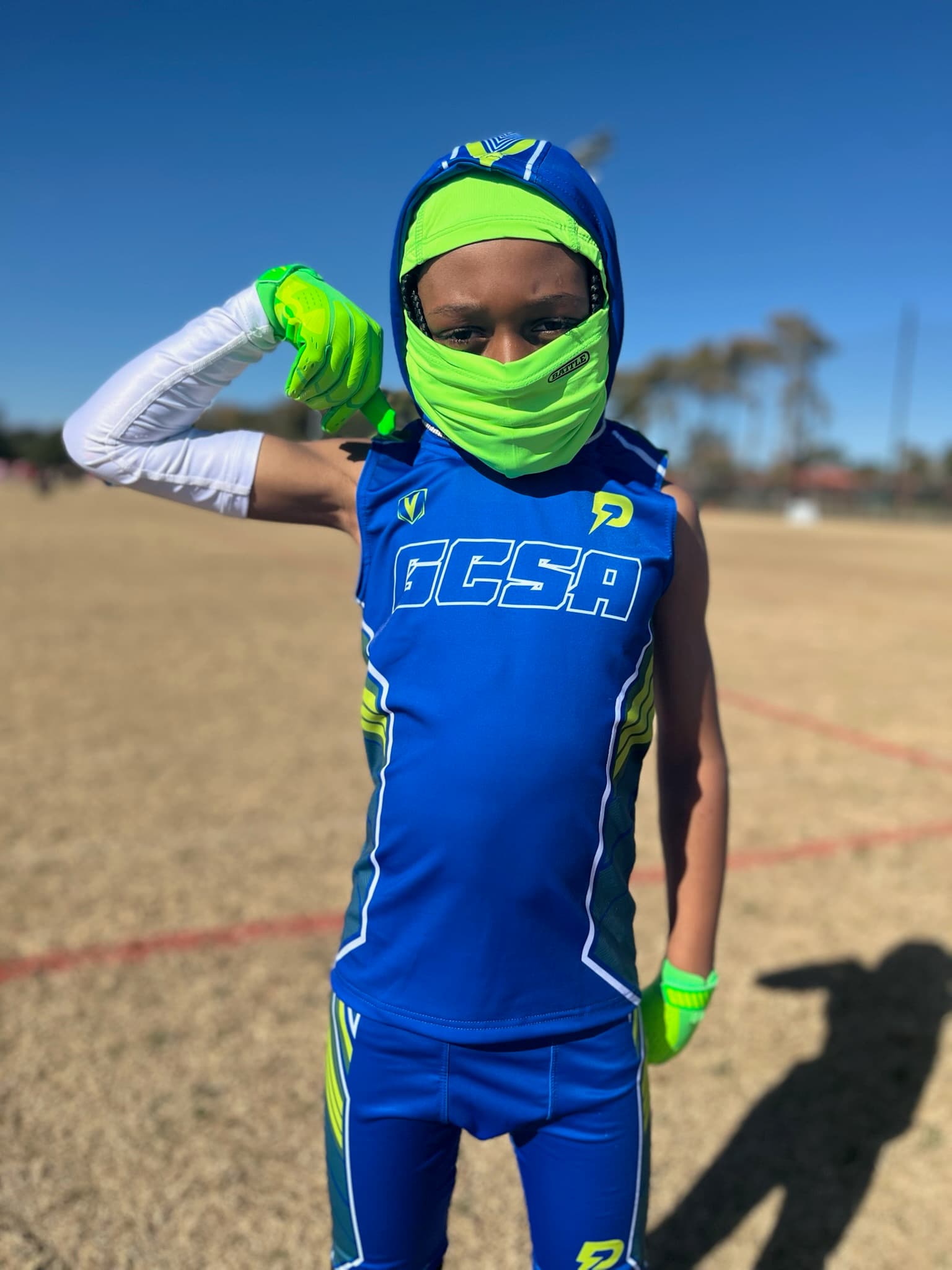 Athlete flexing